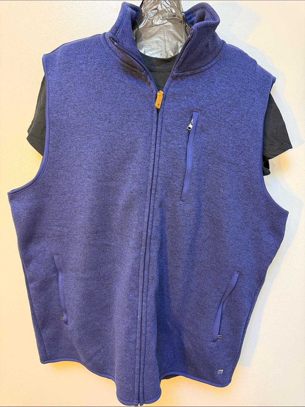 crown & ivy Blue and Black Full-Zip Fleece Vest